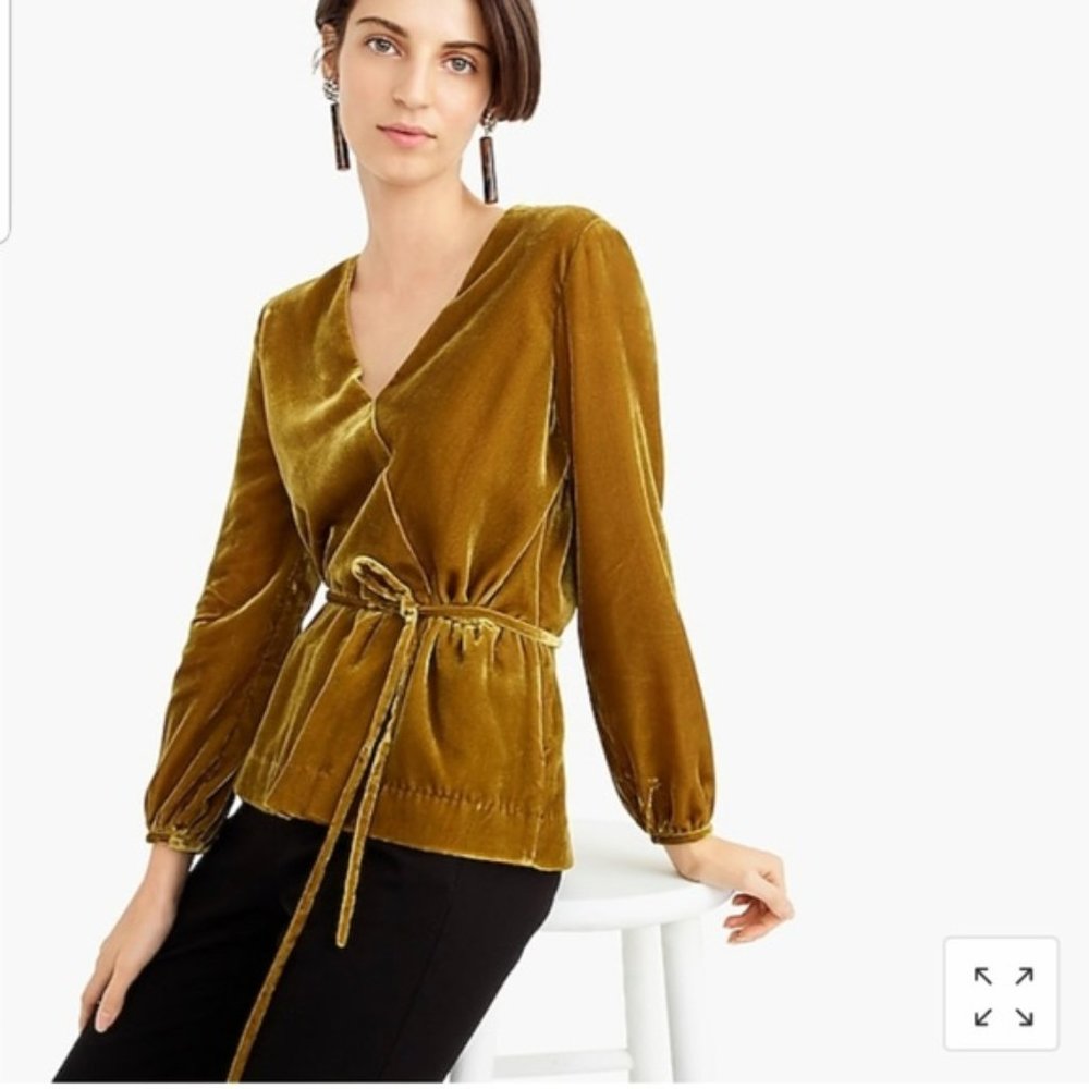 NWT J Crew Drapey Velvet Wrap Top Sz 2 4 8 10